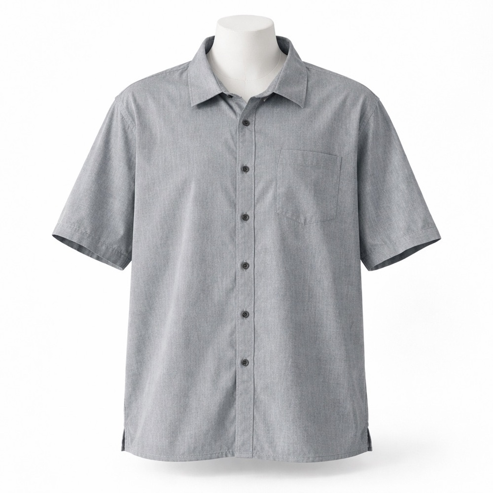 Size XXL Denver Hayes Men’s Comfort Stretch Chambray Short Sleeve‎ Button Down